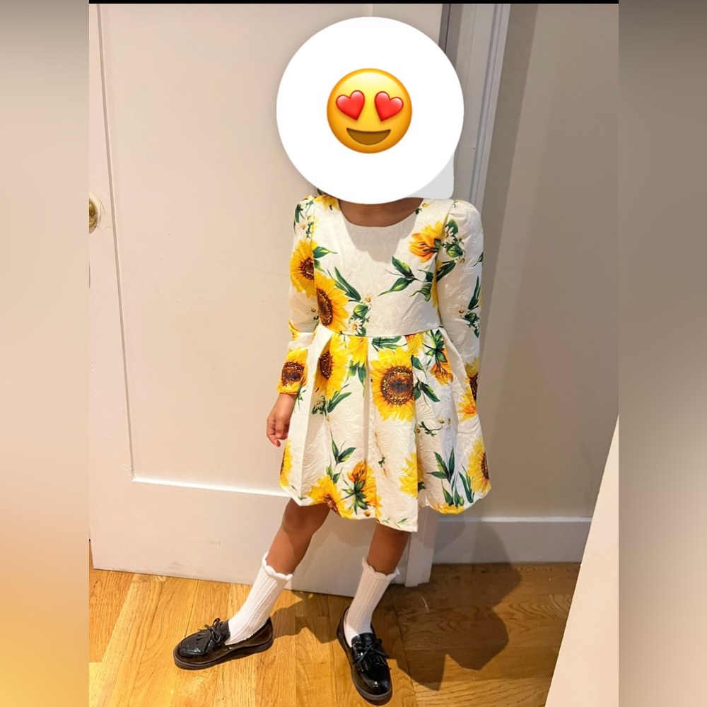 Sunflower Print Kids Casual Dress